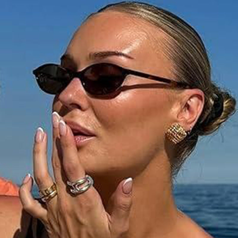Slim Oval Acetate Sunglasses