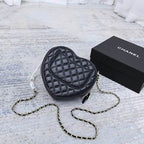 Black Leather Heart Mini Bag