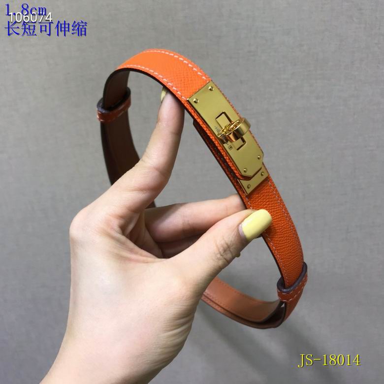 Orange Adjustable Leather Belt 18MM
