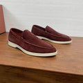 Burgundy Suede Slip-On Loafers