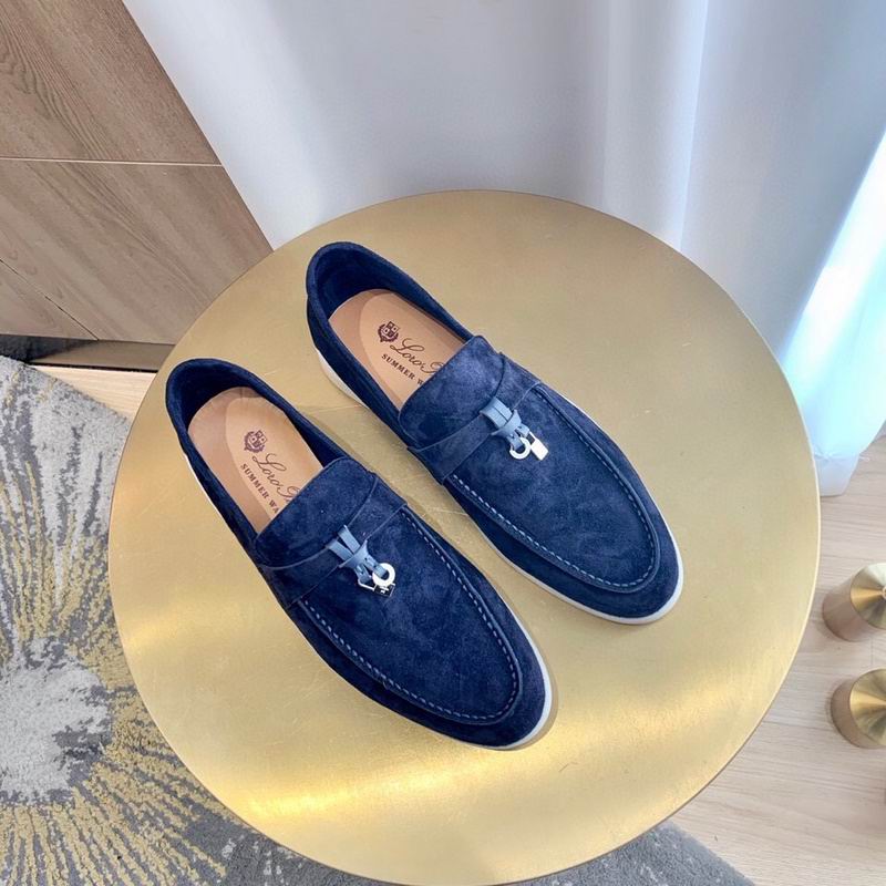 Dark Blue Suede Penny Loafers