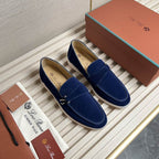Classic Dark Blue Suede Loafers