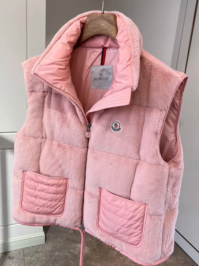 Pink Plush Puffer Vest